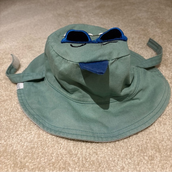 Flapjack Kids Green Gray Reversible Kids Bucket Sun Hat Cap Dinosaur Theme Beach - Picture 4 of 16